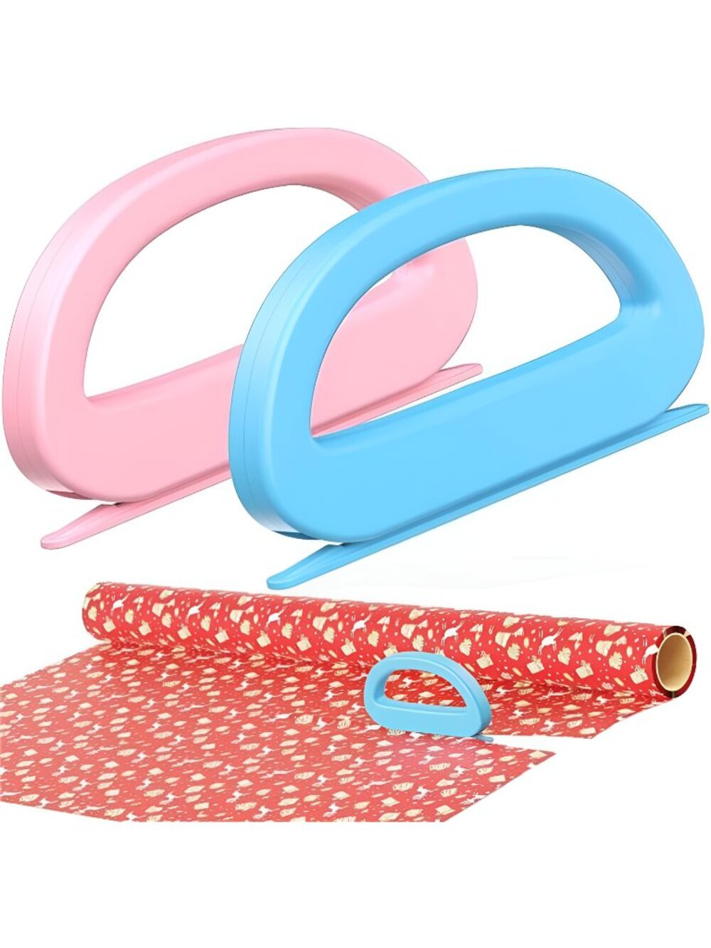 Dual Ended Wrapping Paper Cutter 2-Pack (4 Blades), Sliding Gift Wrap Cutter